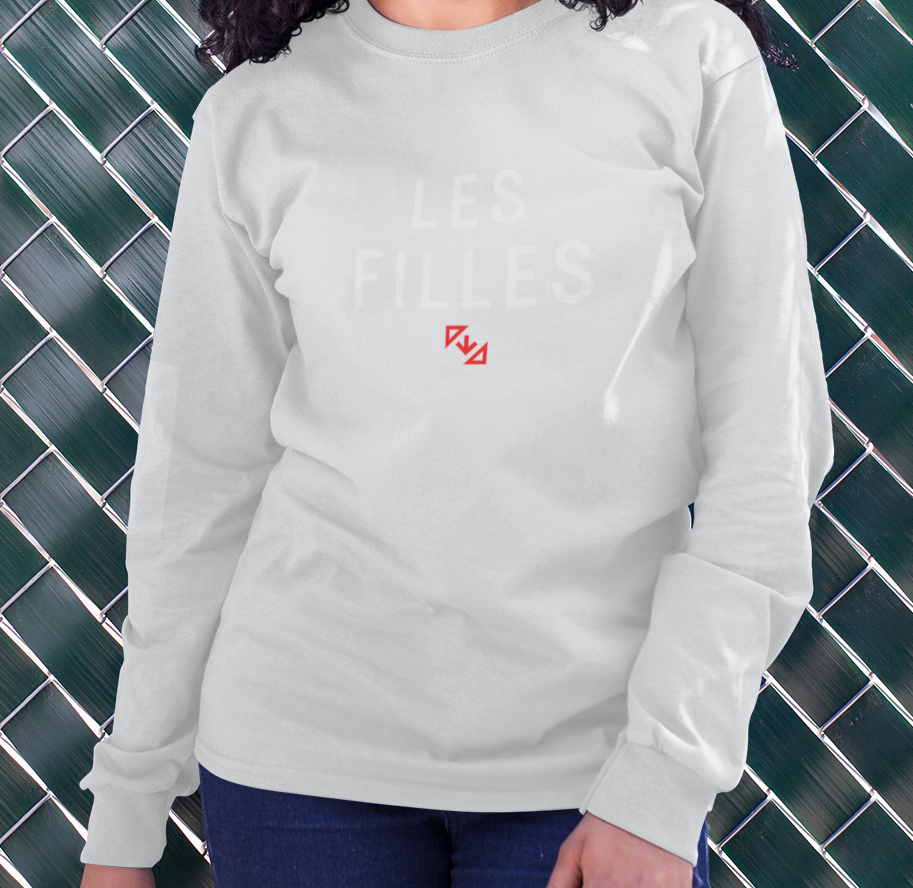 "Les Filles" long-sleeved top (White/White)
